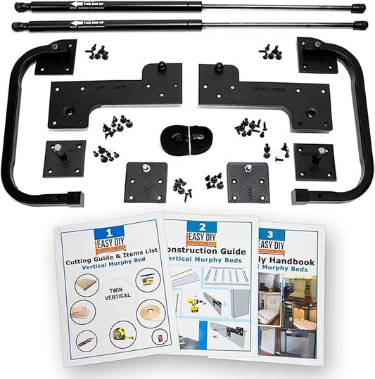 Twin Size DIY Murphy Bed Hardware Kit – Vertical Wall Bed for Space-Saving - Budget-Friendly DIY Setup -Made in USA -Hide Away Design with Twin Murphy Bed Hardware - Bed Lift Mechanism - Pull Down