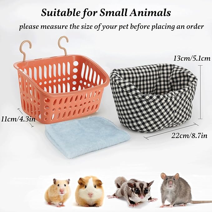 JWShang Rat Hammock for Cage - Chew Proof Warm Bed, Hanging Accessory for Small Animals, Mouse, Guinea Pig, Chinchilla, Sugar Glider (Small, Pink)-Mewly Pet