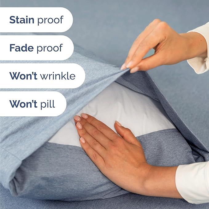 Twin 4 Piece Sheet Set - Comfy Breathable & Cooling - Soft Hotel Luxury Bedding Set with 8-16 Inch Deep Pockets - 1 Flat & 1 Fitted Sheet & 2 Pillowcases - Wrinkle Free & Easy Care - Heathered Blue
