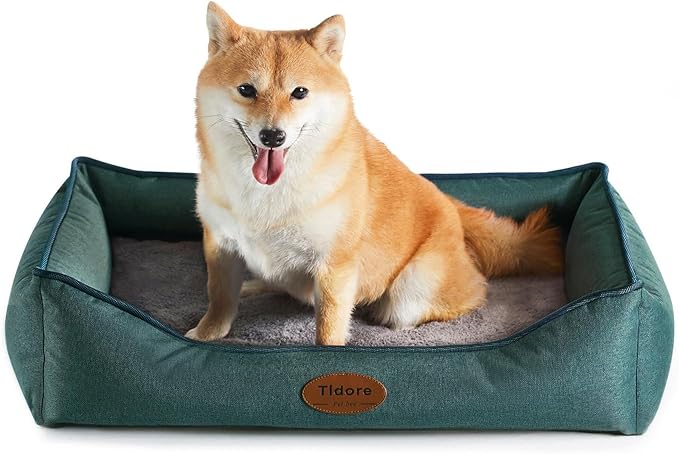Orthopedic Dog Beds for Medium Dogs, Durable Egg Crate Foam Sofa Dog Bed wit Washable Removable Cover,Waterproof Lining,Pet Bed for Large Dogs (Olive Green, 26.4" L x 21.7" W x 6.2" Th)-Mewly Pet