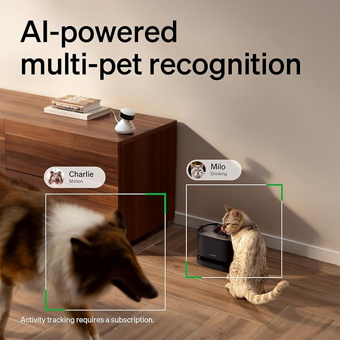PETLIBRO 2-Packs AI Pet Camera Indoor with Phone app, Multi-Pet Recognition & AI Summary, 360° Auto Tracking Night Vision Cat cam Dog cam, [One Dog Camera Requires One Subscription]-Mewly Pet
