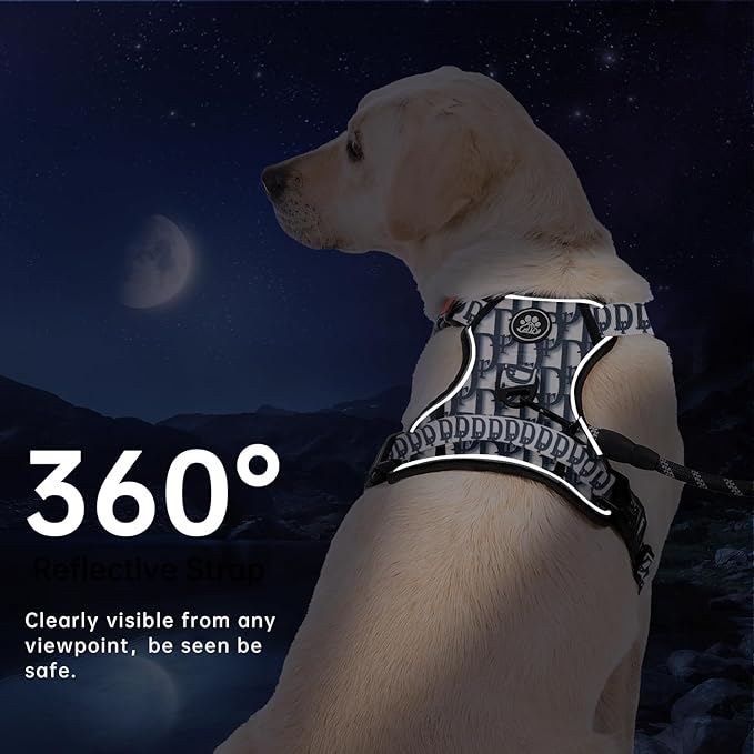 IVY&LANE No Pull Dog Harness with Leash Set, Reflective No Choke Pet Vest,Adjustable Oxford Dog Vest Harness with Easy Control Handle for Medium Dogs (Vintage Blue,M)-Mewly Pet