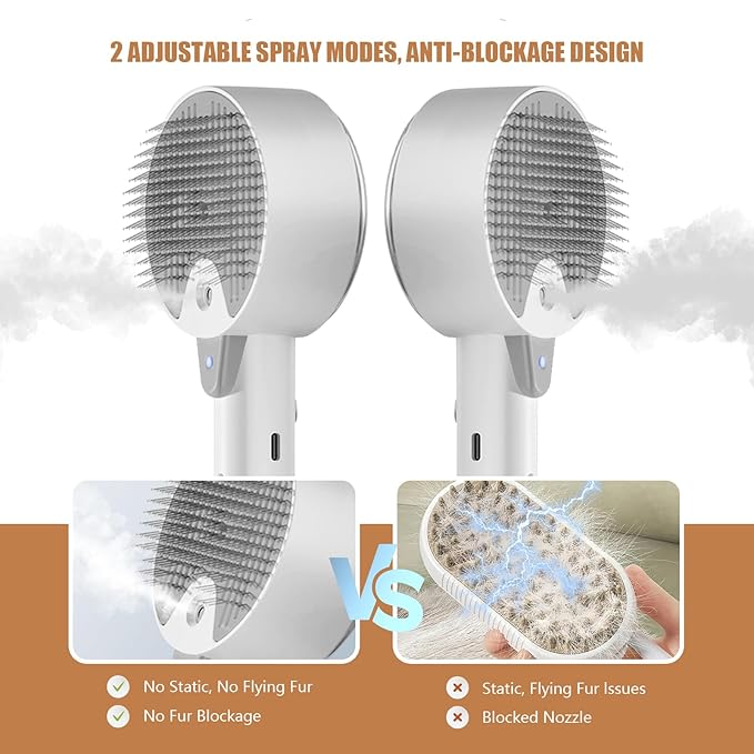 Cloud Care Cat Brush for Indoor Cat Steam Brush for Shedding Spritz Defur Comb for Cats Dogs Steam Brushes for Long Short Hair Cats Dogs Pet Steam Brushes for Massage Grooming Self-Cleaning-Mewly Pet