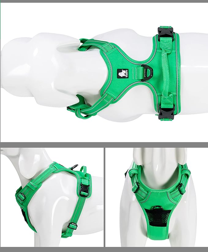 TRUE LOVE Adjustable No-Pull Dog Harness Reflective Pup Vest Harnesses Comfortable Control Brilliant Colors Truelove TLH5651(Grass Green,L)-Mewly Pet