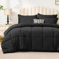Love's cabin Full Comforter Set Ash Black, 7 Pieces Full Bed in a Bag, All Season Bedding Sets with 1 Comforter, 1 Flat Sheet, 1 Fitted Sheet, 2 Pillowcase and 2 Pillow Sham