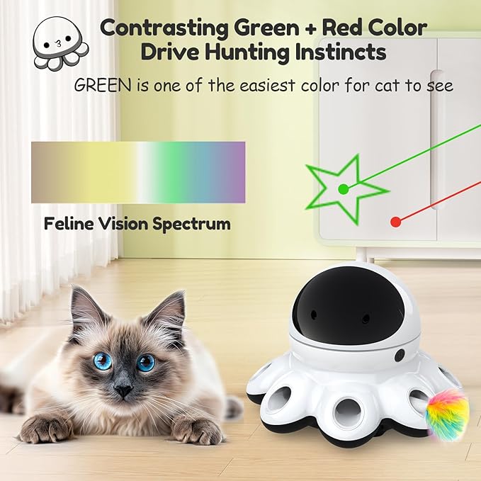 ORSDA Cat Laser Toy, 2-in-1 Interactive Automatic Motion Activated Moving 8 Holes Whack A Mole Feather, USB Rechargeable Electronic Smart Sensor Kitten Toys for Indoor Exercise-Mewly Pet