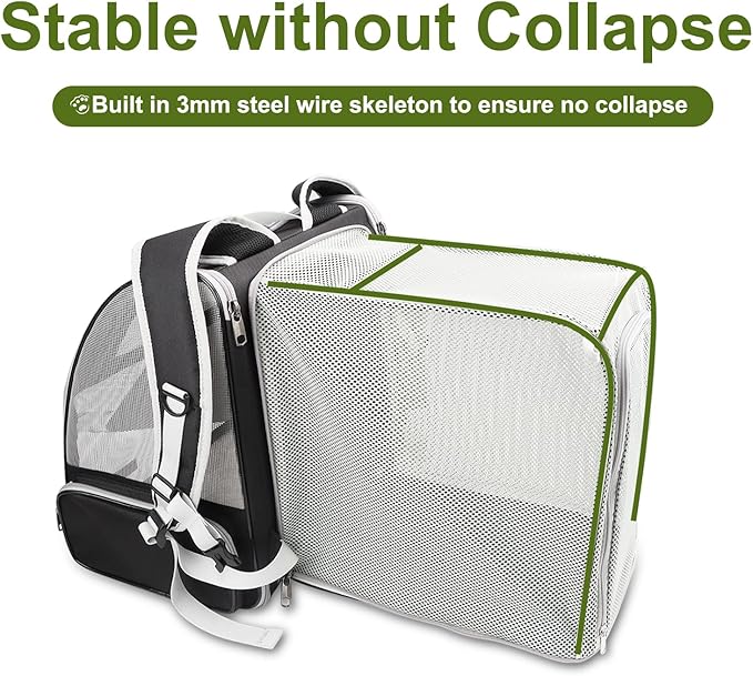 Texsens Cat Backpack - Expandable Pet Carrier for Medium Cats and Small Dogs up to 17 lbs - Breathable, Collapsible & Soft Cat Travel Bag for Outdoor Hiking (Black)-Mewly Pet