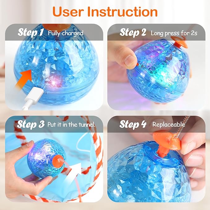 Migipaws Cat Toys, Interactive Cat Toy for Indoor Cats,Upgraded Moving Shadow of Butterfly Feather Project on Cat Tunnel, Cardboard Box Toys, Rechargeable 2.0-Mewly Pet