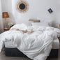 MooMee Bedding Duvet Cover Set 100% Washed Cotton Linen Like Textured Breathable Durable Soft Comfy (Solid Off White, Super Queen 90"x98")