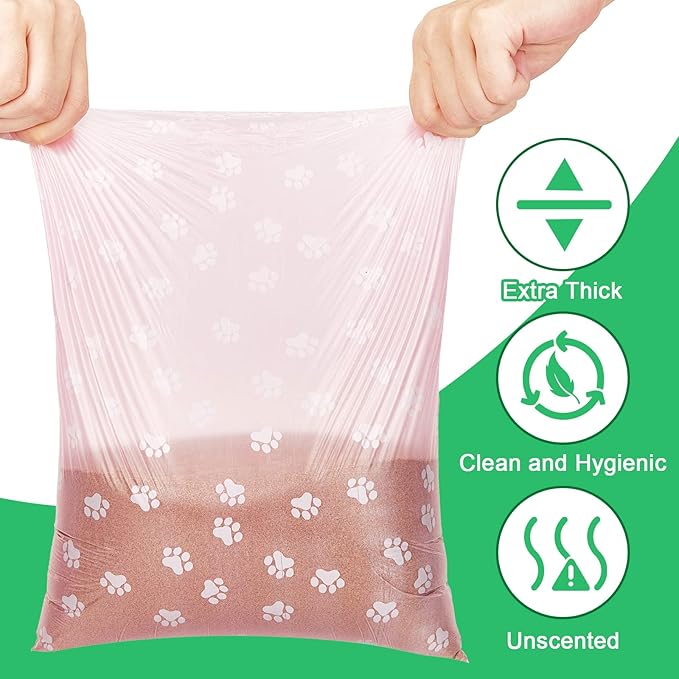 Thenshop 3000 Counts 200 Rolls Dog Poop Bag Plastic Dog Waste Bags Disposable For Doggie Pets Poop Outdoor Walking Travel Mixed Colors(Paw Print Style)-Mewly Pet