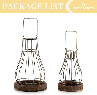 Romadedi Lantern Farmhouse Home Decor - Rustic Candle Holders Decorative Lanterns for Candle Living Room Kitchen Dining Coffee Table Fireplace Mantle Outdoor