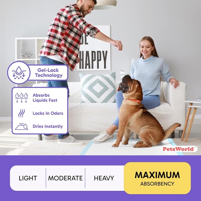 PETSWORLD Giant Dog Potty Pads, Odor-Eliminating, 36" x 36", Ultra Absorbent 5-Layer Leak-Proof Training Pads for Dogs & Cats (36x36, 2400 Count)-Mewly Pet