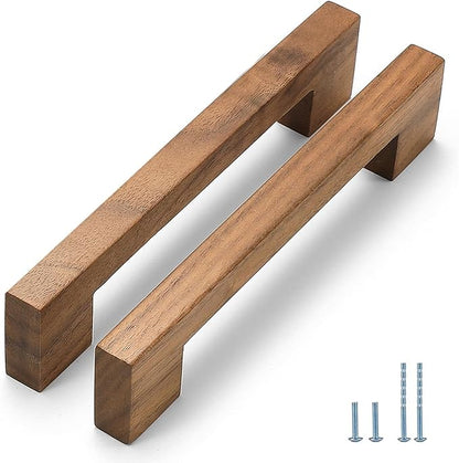 Walnut Square 7-1/2in 8 pcs Wooden Drawer Pulls Handle pulls for cabinets Kitchen Cabinet Drawer pulls Cabinet Door Pull