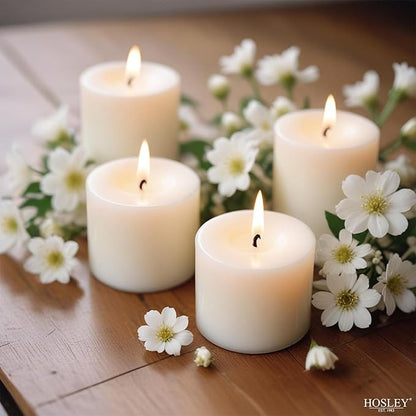 Hosley Set of 144 Unscented White Votive Candles – Bulk Pack, Clean-Burning, Long-Lasting 10-12 Hour Burn Time – Ideal for Weddings, Home Décor, Spa, and Events