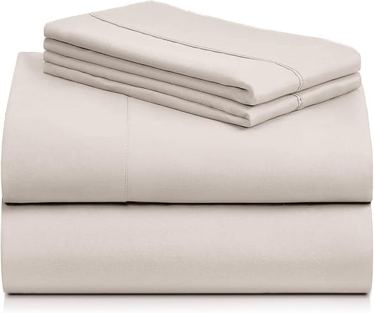LuxClub 4 PC Sheet Set Bed Sheets Deep Pockets 16" Eco Friendly Wrinkle Free Cooling Machine Washable Hotel Bedding Silky Soft - Linen King