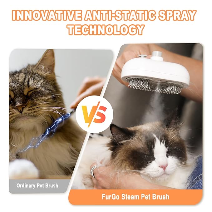 Cat Steam Brush-3 in 1 Pet Brush,Dog Shedding Tool Self Cleaning Pet Spray Depilation Comb with Release Button,Dog Steam Brushs,Cat Grooming Supplies for Long Short Haireds-Mewly Pet