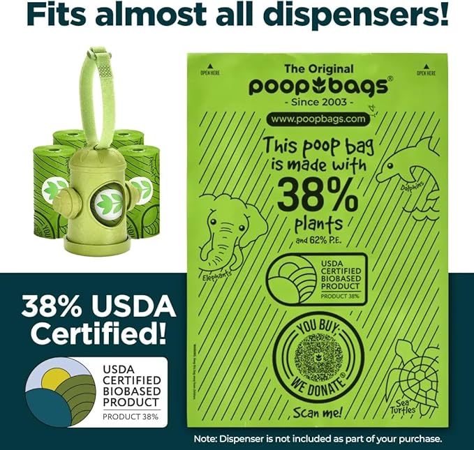 The Original Poop Bags® Dog Poop Bags Rolls – 38% Plant-Based, USDA Certified, Unscented, Leak-Proof & Durable Waste Bags for Dogs, 960 Count-Mewly Pet