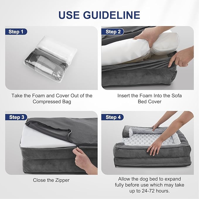 FURTIME Orthopedic Dog Beds for Meidum Large Dogs, Washable Dog Bed with Supportive Foam, Pet Sofa with Removable Cover, Waterproof, Nonskid Bottom-Mewly Pet