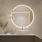 Niccy Round Led Mirror for Bathroom, 32" Backlit Mirror for Wall Circle Lighted Mirror with Gold Frame Anti-Fog, 3 Colors, HD Glass and IP65 Waterproof