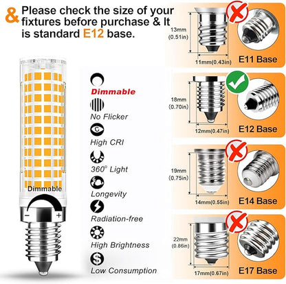 TAIYALOO Dimmable E12 LED Candelabra Bulb 100W Equivalent, Warm White 3000K, 1000 Lumen T6 E12 10W LED Chandelier Light Bulbs for Ceiling Fan Pendant Lighting Salt Lamp, 6 Pack