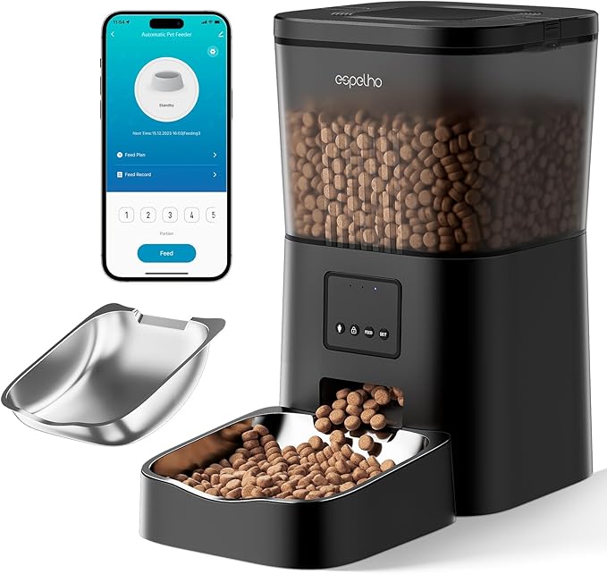 Espelho Automatic Cat Feeders WiFi: 2.4Ghz Smart APP Control- Timed Cat Food Dispenser with Desiccant Bag Keep Fresh for Indoor- Easy Set Up and Clean with Voice Recorder- Up to 10 Meals per Day-Mewly Pet
