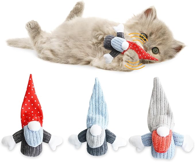 Catnip Toys for Indoor Cats, Paper Sounds 3PCS Plush Rope Cat Chew Toys, Bite Resistant Teething Interactive Catnip Filled Kitten Toy Soft Pet Toy-Mewly Pet