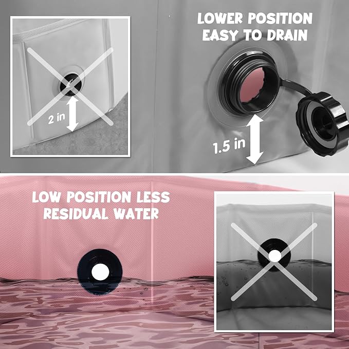 Furrybaby Dog Pool, Kiddie Pool Hard Plastic, Collapsible Pet Bath Foldable Swimming Pet Pool Portable Pink 32''-Mewly Pet