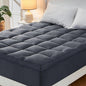 CYMULA Short Queen Mattress Pad, Cooling Bed Topper, Thick Pillow Top, Grey Plush Down Alternative Fill