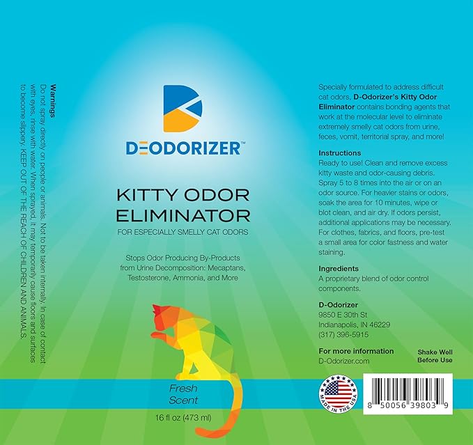 Kitty Odor Eliminator - Eliminates Strong Cat Odors, Litter Box Deodorizer, Stop Odors from Cat Urine, Feces, Territorial Spray - 16oz Spray-Mewly Pet