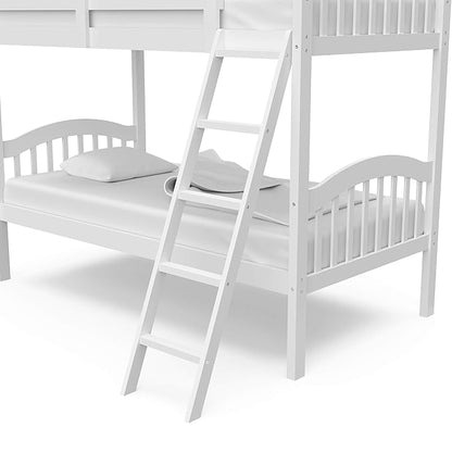 Storkcraft Long Horn Twin-Over-Twin Bunk Bed (White) - GREENGUARD Gold Certified, Converts to 2 Individual Twin Beds