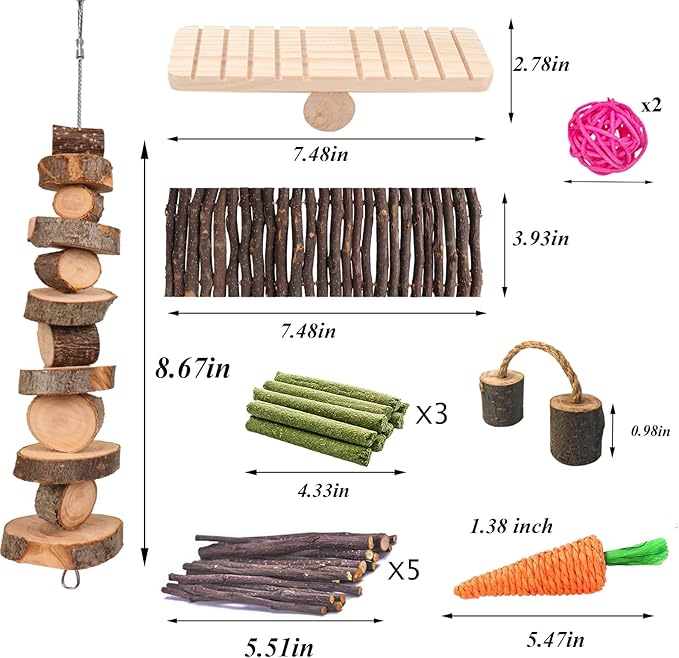 Grddaef Hamster Toys, Guinea Pig Chew Toys Small Animal Enrichment Toys Cage Accessories for Chinchilla Gerbils Rats Bunny Mouse-Mewly Pet