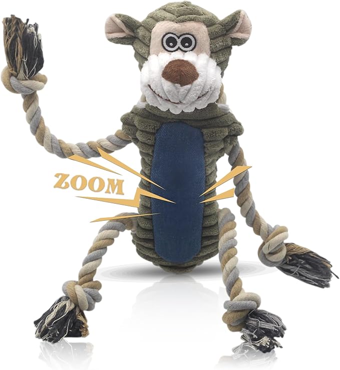Funny Plush Dog Chew Toys, Squeaky Dog Toys, Interactive Tug of War Puppy Toys, Stuffed Dog Toys for Small, Medium and Large Dogs - Monkey-Mewly Pet
