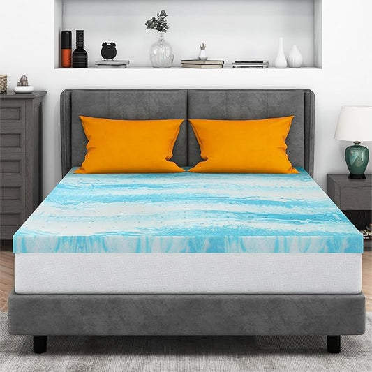 Mattress Topper Twin, 3 Inch Gel Memory Foam Bed Topper for Twin Size Bed, CertiPUR-US Certified, Blue
