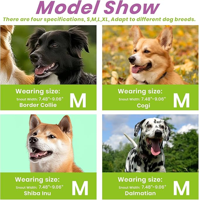 Glow-in-The-Dark Dog Muzzle, Basket Muzzle for Small Medium Large Dogs,Anti-Biting Chewing, Lightweight Cage Design,Allows Drinking & Panting,for Grooming & Training (Transparent Size M)-Mewly Pet