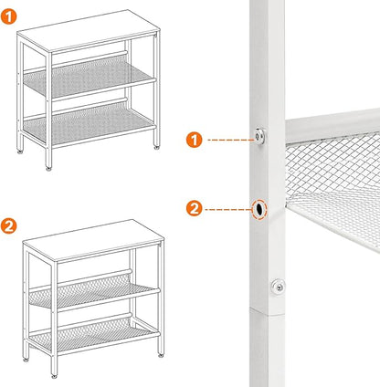 HOOBRO End Table, 3-Tier Narrow Side Table, Nightstand with 2 Flat or Slant Adjustable Shelves for Small Spaces, Hallway, Living Room, Bedroom, Sturdy, Easy Assembly, White WT23BZ01G1