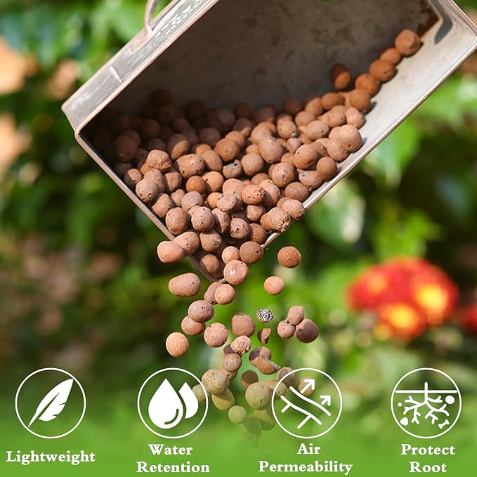 Halatool 18LB Hydroton Clay Pebbles for Plants 4mm-16mm Lightweight Hydro Leca Balls for Potted Plants Hydroponics Gardening Orchids Drainage Decoration Aquaponics Aquariums-Mewly Pet