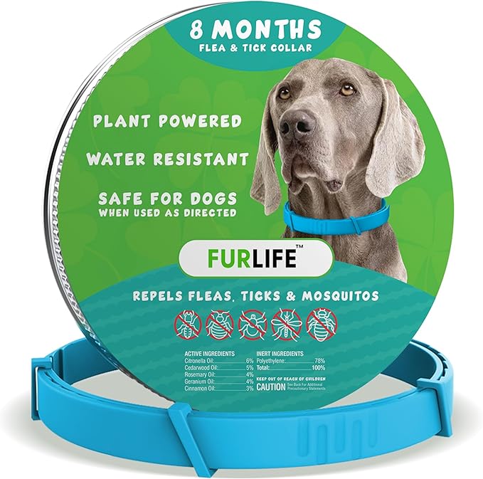 FurLife Flea and Tick Collar for Dogs – Waterproof Blue Dog Collar, Pet Supplies for Tick and Flea Prevention for Dogs, Safe for All Breeds-Mewly Pet