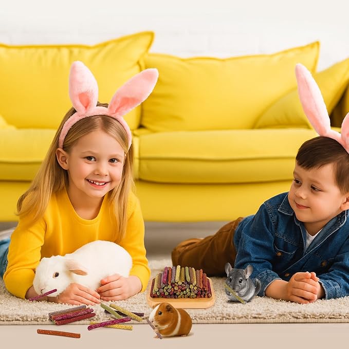 70PCS Rabbit Chew Sticks, Bunny Guinea Pig Toys for Teeth Natural Timothy Hay Sticks for Rabbit Chinchilla Guinea Pig Bunny Hamster - Chews Toys for Small Rodents' Teeth-Mewly Pet