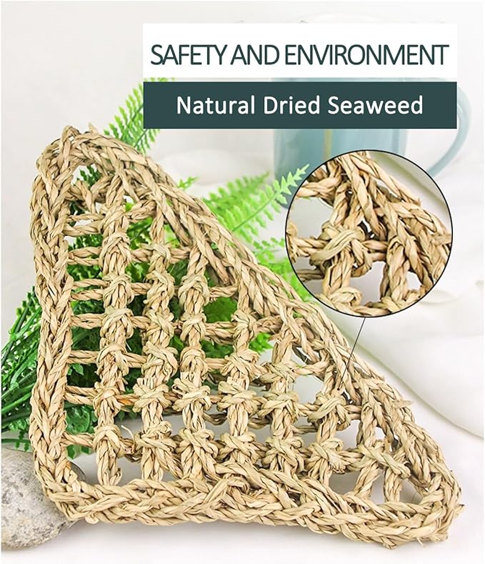 BNOSDM Bird Seagrass Mat, 3 PCS 7.1 x 7.1 Inches Parrot Natural Seagrass Woven Bird Net Hammock Mats Chew Toys Bird Hideout Cage Accessories for Lovebird Cockatiel Conure Budgie Hamster Rats-Mewly Pet