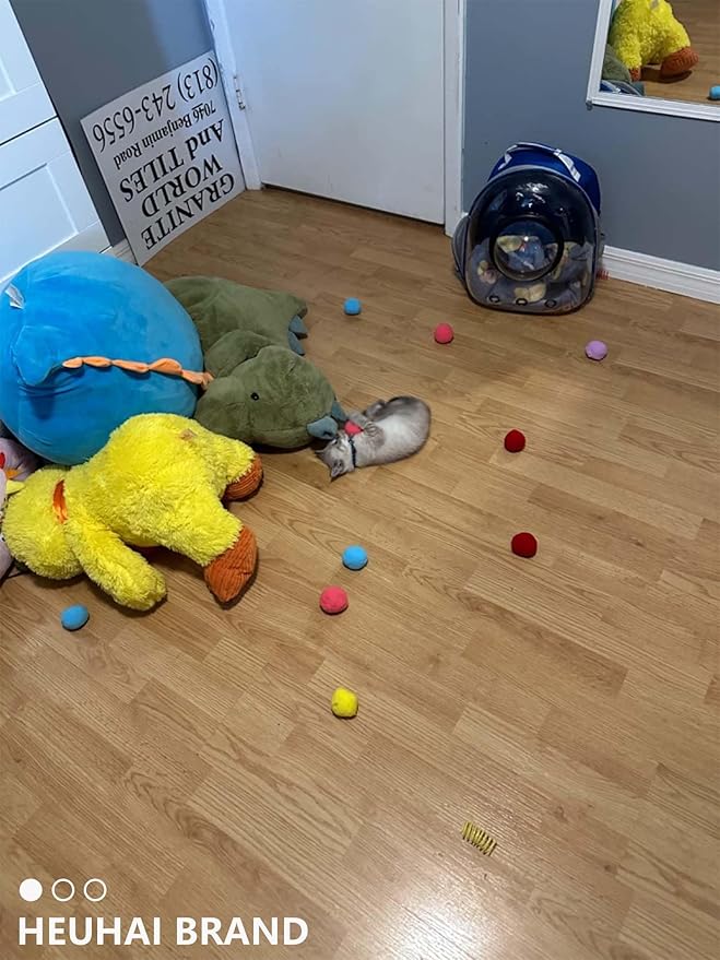 80-Pack Cat Toy Balls 10 Assorted Colors 1.25 Inch Diameter Suitable for All Cat Sizes (Cat Toys Value Pack)-Mewly Pet