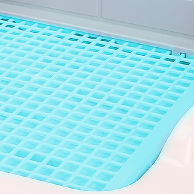 Indoor Dog Potty Tray, Miniature Poodle Dog Pad Holder Tray, Puppy Training Anti Slide Plastic Potty Tray Dog Toilet, Dog Litter Box for Small and Medium Dogs (Blue)-Mewly Pet