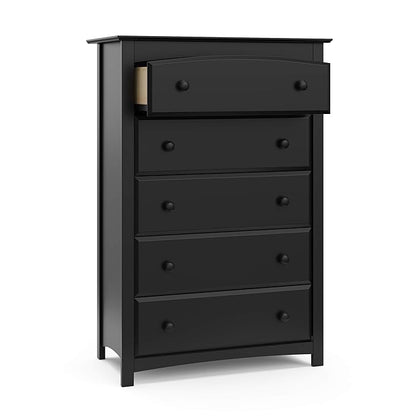 Storkcraft Kenton 5 Drawer Dresser (Black) – GREENGUARD Gold Certified, Dresser for Kids Bedroom, Includes Safety-Focused Interlocking Drawer System