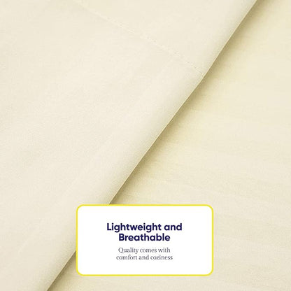 Twin Size Bed Sheets - 4 Piece 1500 Supreme Collection Fine Brushed Microfiber Deep Pocket Twin Sheet Set Bedding - 1 EXTRA PILLOW CASES, GREAT VALUE, Twin, Dobby Beige