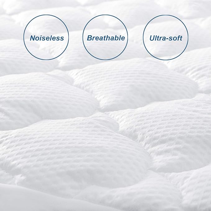 Queen Mattress Pad Thick Quilted Mattress Topper, Air Mattress Cover, Super Soft Breathable and Noiseless Down Alternative Fiber Extra Thick Mattress Pad with Deep Pocket Fits up to 23 Inch Mattress