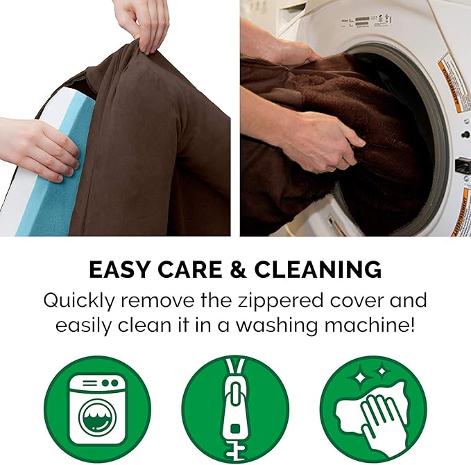 Furhaven Cooling Gel Dog Bed for Large Dogs w/ Removable Bolsters & Washable Cover, For Dogs Up to 125 lbs - Plush & Suede Sofa - Espresso, Jumbo Plus/XXL-Mewly Pet