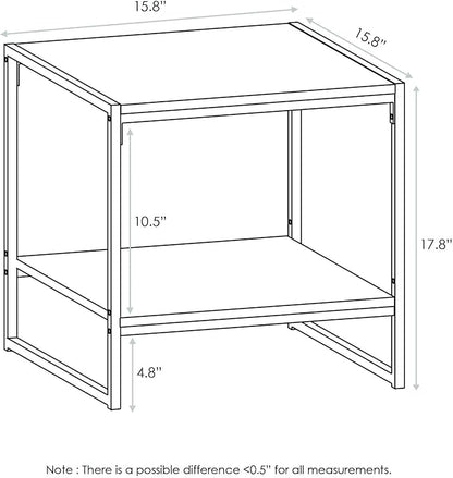 FURINNO Camnus Modern Living 2-Tier End Table, Americano, 15.9 in x 15.75 in x 18 in