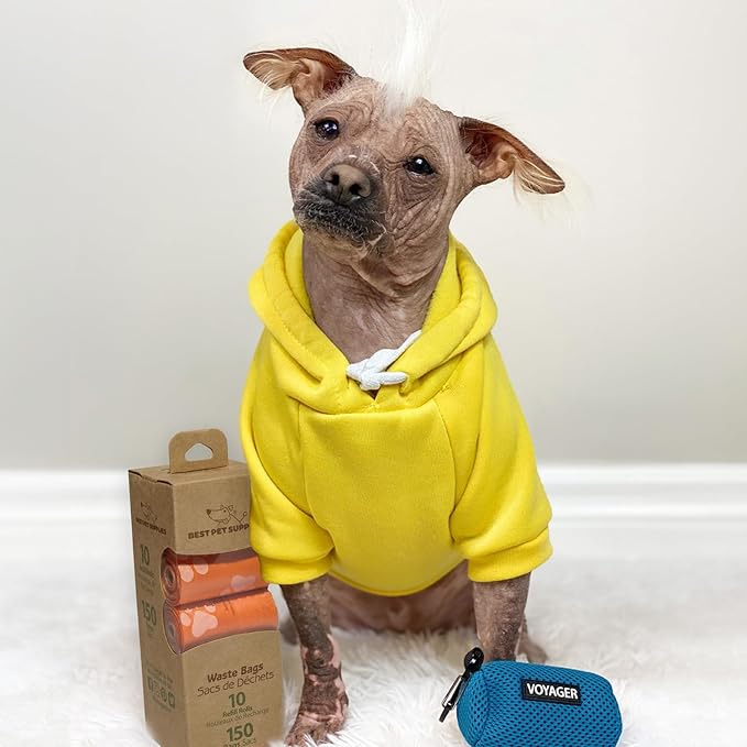 Best Pet Supplies Dog Poop Bags (150 Bags) for Waste Refuse Cleanup, Doggy Roll Replacements for Outdoor Puppy Walking and Travel, Leak Proof and Tear Resistant, Thick Plastic - Orange-Mewly Pet