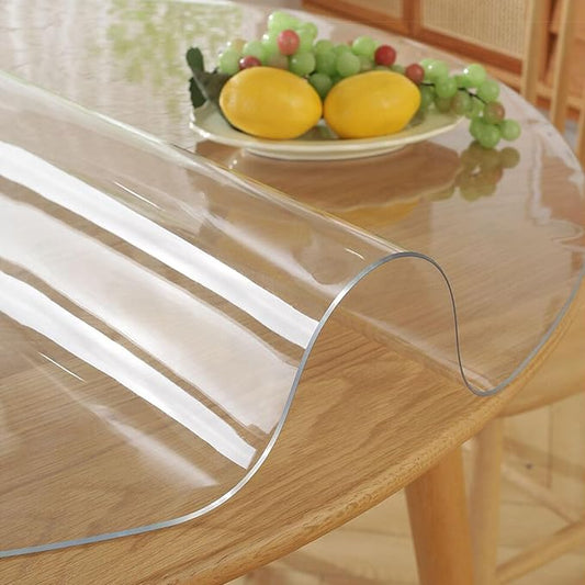 45 " Round Dia Clear Table Protector Tablecloth Cover Desk Top Pad Mat for Glass Furniture Kitchen Coffee Marble End Bed Sofa Side Bistro Bar Night Stand Corner Dinner Table Thick Plastic PVC Vinyl