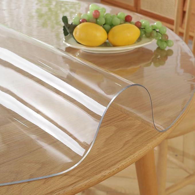 Easy Easy Life 16 Inch Clear Round Table Cover Protector 1.5mm Thick Table Protector for Dining Room Waterproof Plastic PVC Vinyl Tablecloth Cover Circle Tabletop Protective Pad for Furnture Surface