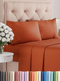Twin XL 4 Piece Sheet Set - Comfy Breathable & Cooling - Ultra Soft Hotel Luxury Bedding Set w/ 8-16 Inch Deep Pockets - 1 Flat & 1 Fitted Sheet & 2 Pillowcases - Wrinkle Free & Easy Care - Terracotta